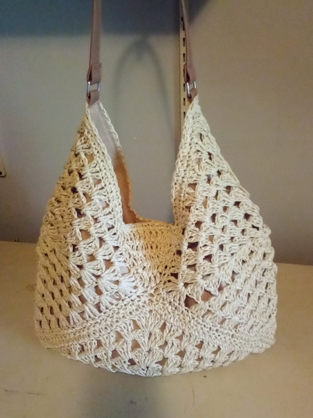 Cream Crochet Shoulder Bag - Lightweight Boho Tote